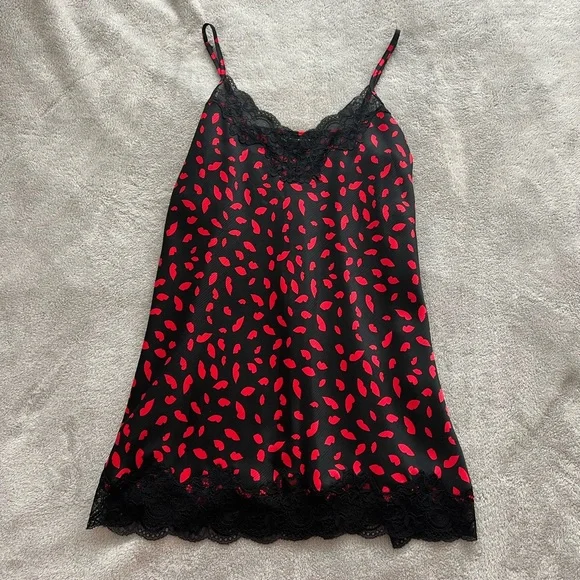 Nordstrom | Intimates & Sleepwear | Lacy Red And Black Slip Dress | Poshmark